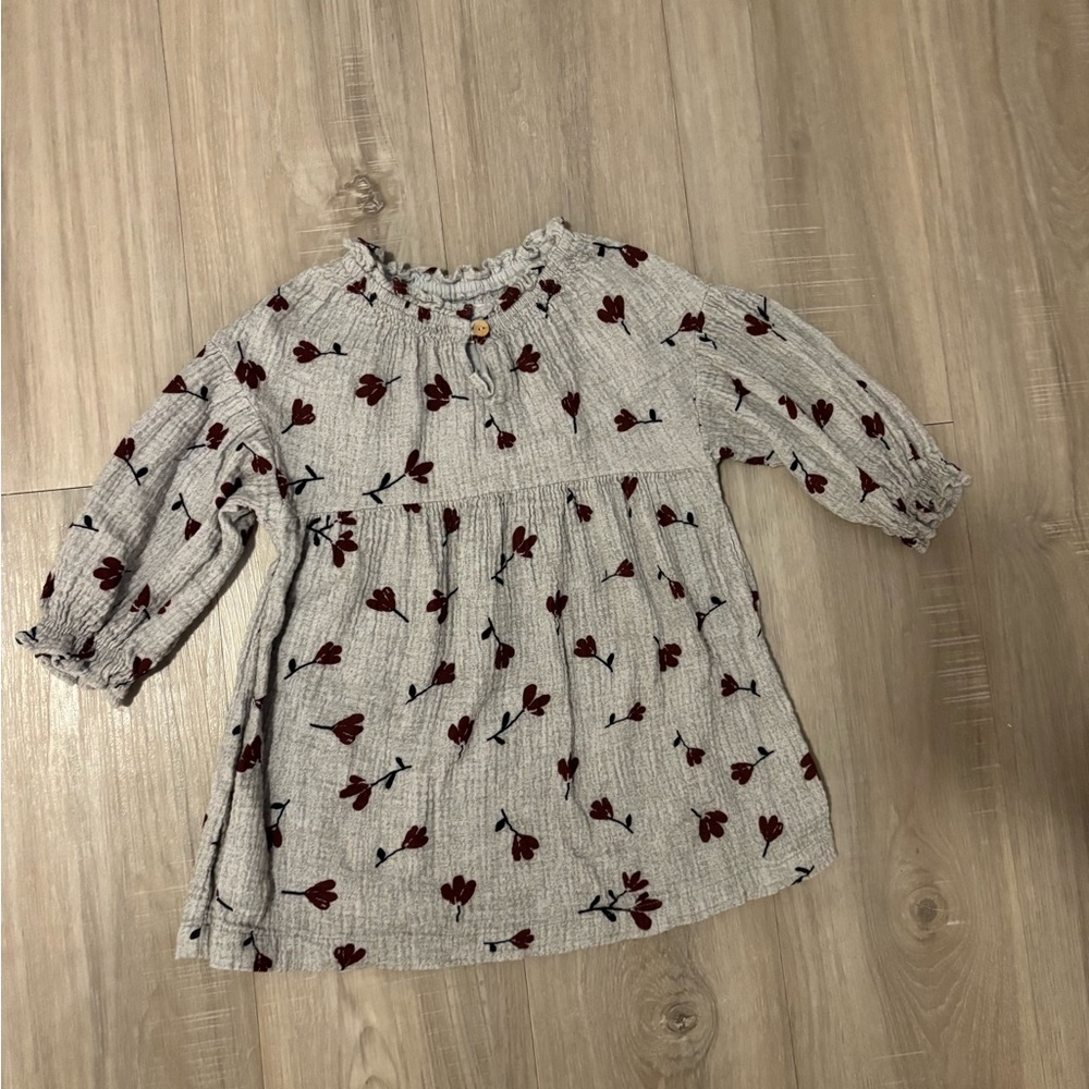 Zara Floral Long Sleeve Dress 3/4T